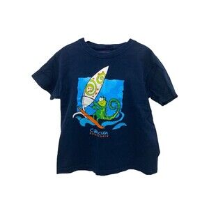 Tropical Relax Cancun Boy's Shirt Blue Short Sleeve Crewneck Size large